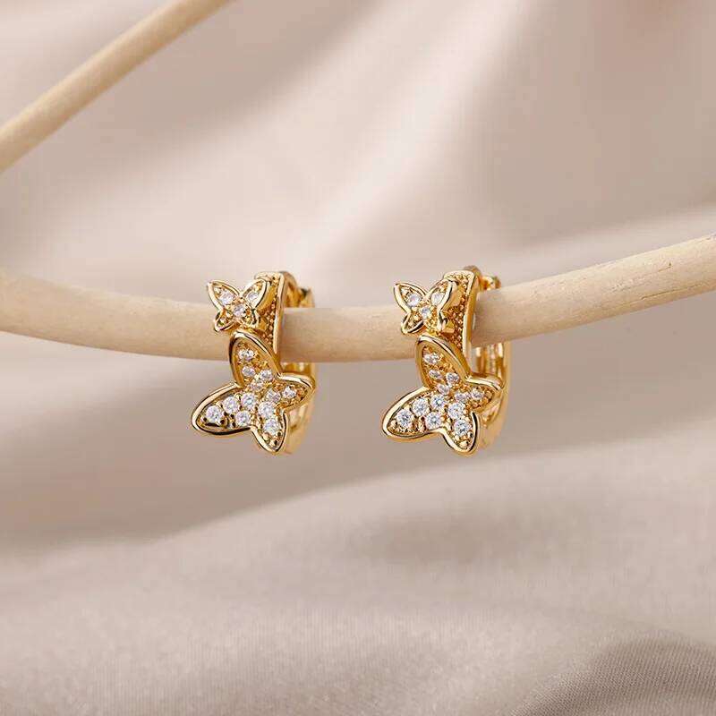Butterfly For Women Girls Modern Gold Color Stainless Steel Earrings 2026 Trend New in Wedding Aesthetic Jewelry Femme