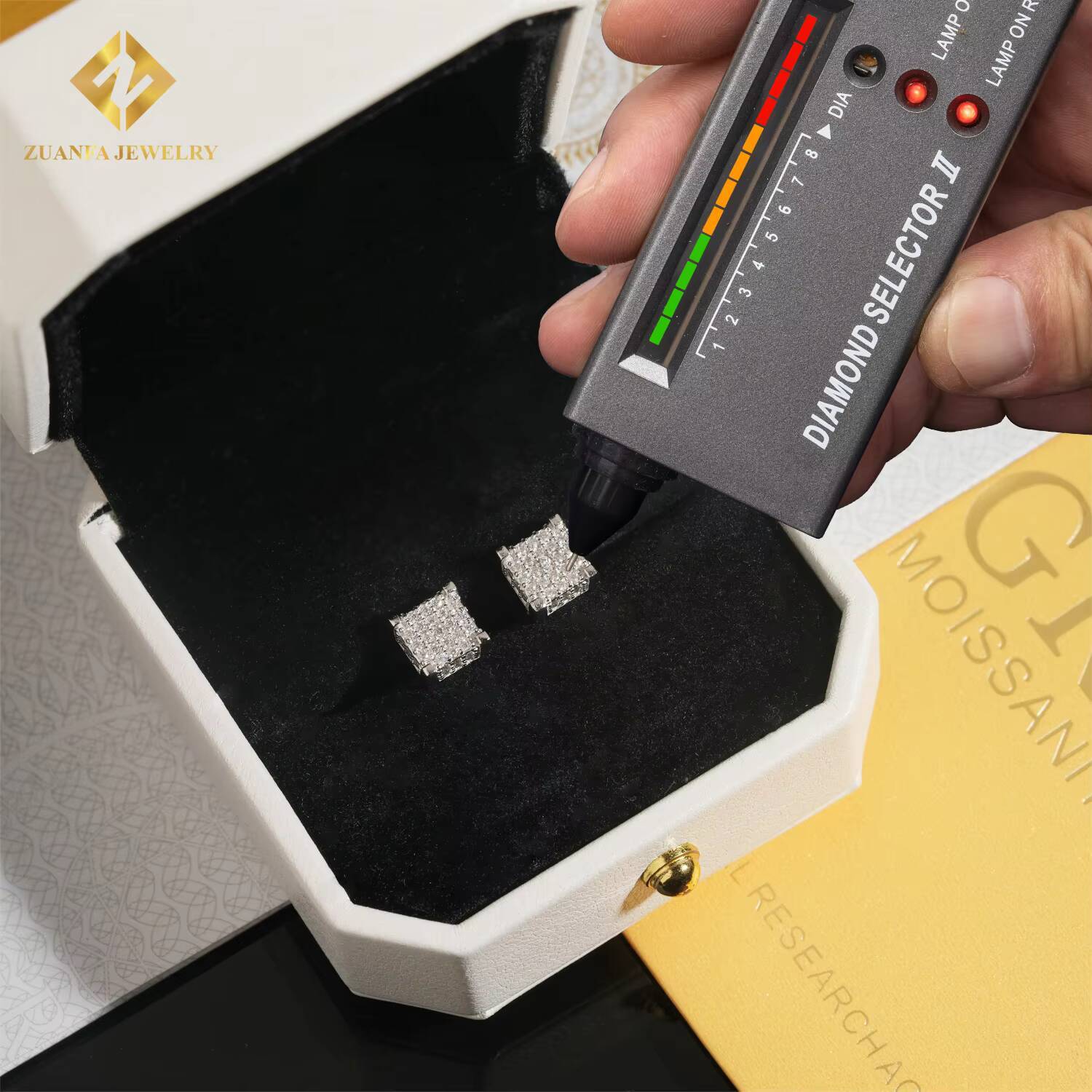 Fully Iced Out Stud Earring Cluster Moissanite Diamond Hip Hop Earring 925 Sterling Silver Pass Diamond Tester