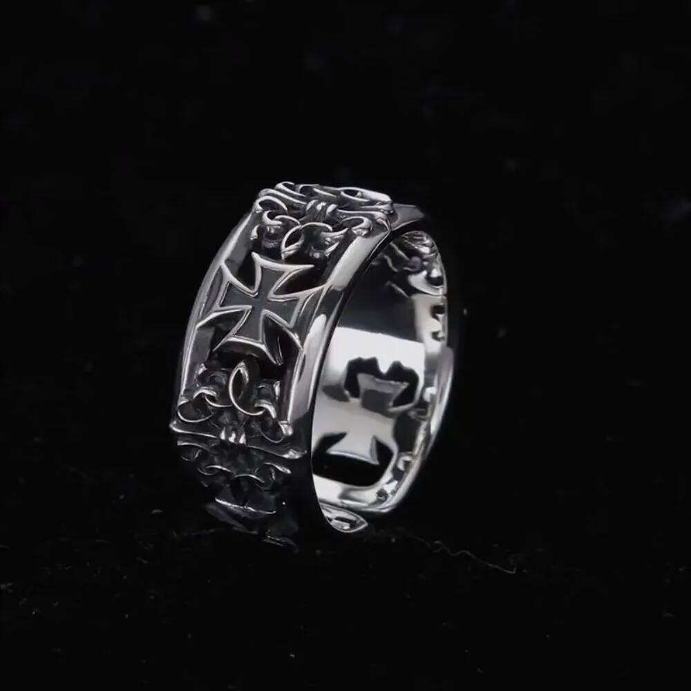 Y2K hip-hop silver rose pattern open for women and men fashion adjustable couple retro ring jewelry gift XJ260130