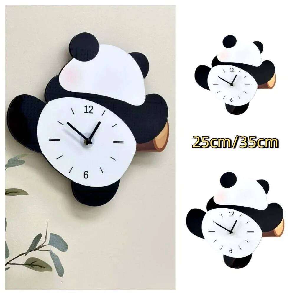 Festival Gifts Cartoon Swinging Panda Wall Silent Wooden Mute Animal Time Accuracy Digital Clock Home W260130