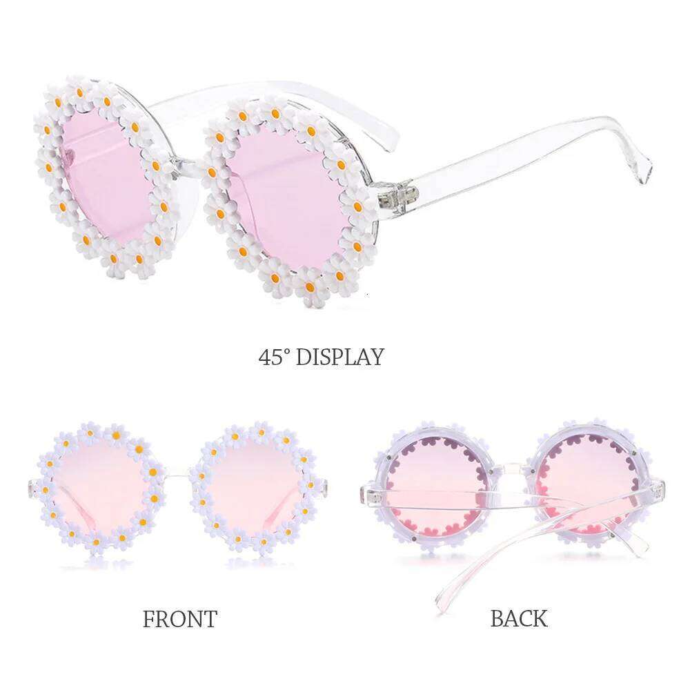 1Pc Retro Fashion Daisy Sunglasses Women Novel Round Frame Flower Sun Glasses Festival Party Disco Shades for Adults Kids H260130