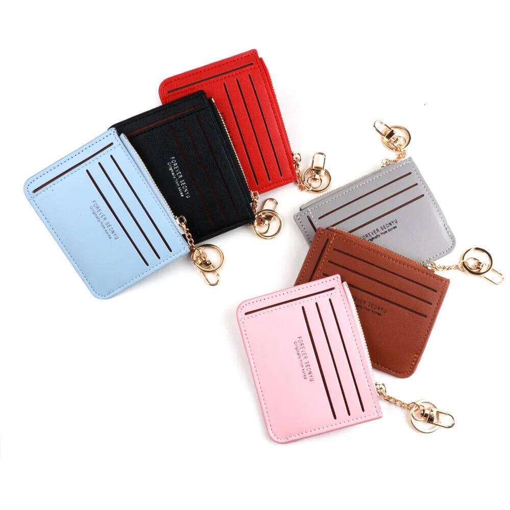 New Brand Super Thin Small Credit Holder Wallet Women's Leather Key Chain ID Card Case Slim Female Ladies Mini Coin Purse Z260130
