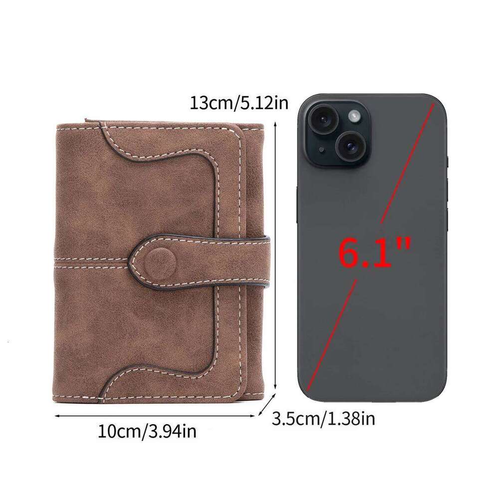 Vintage Compact women's Bifold short Wallet with Snap Closure, Multi-Card Slots,Coin Purse&ID Window LargeCapacity Zipper Clutch Z260130