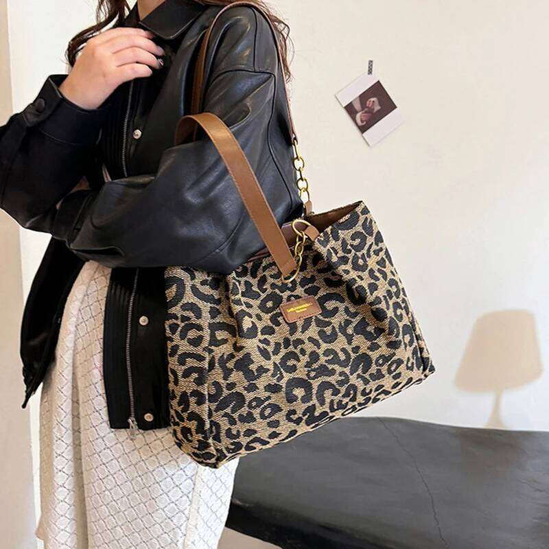 Women's Large Capacity Fashion Handbags Leopard Design Versatile Underarm & Shoulder Tote Female Shopper Bags Z260130