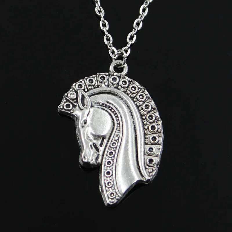 New Fashion Horse Pendants Round Cross Chain Short Long Mens Womens Silver Color Necklace Jewelry Gift