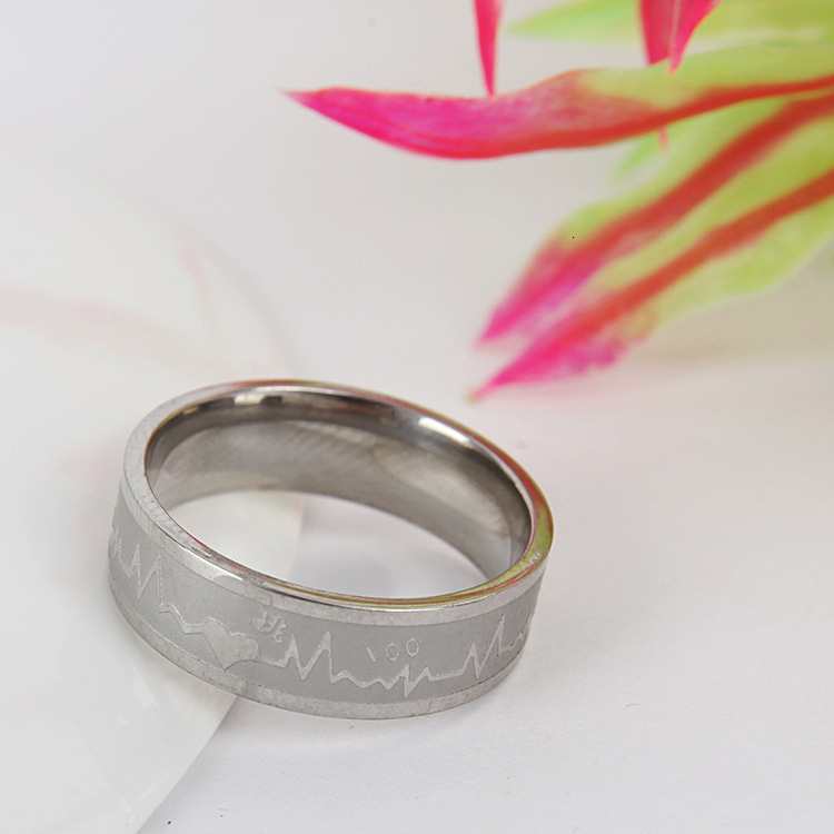 Trendy Jewelry Heartbeat Heart Stainless Steel Factory Direct Sale Unisex Couple Rings