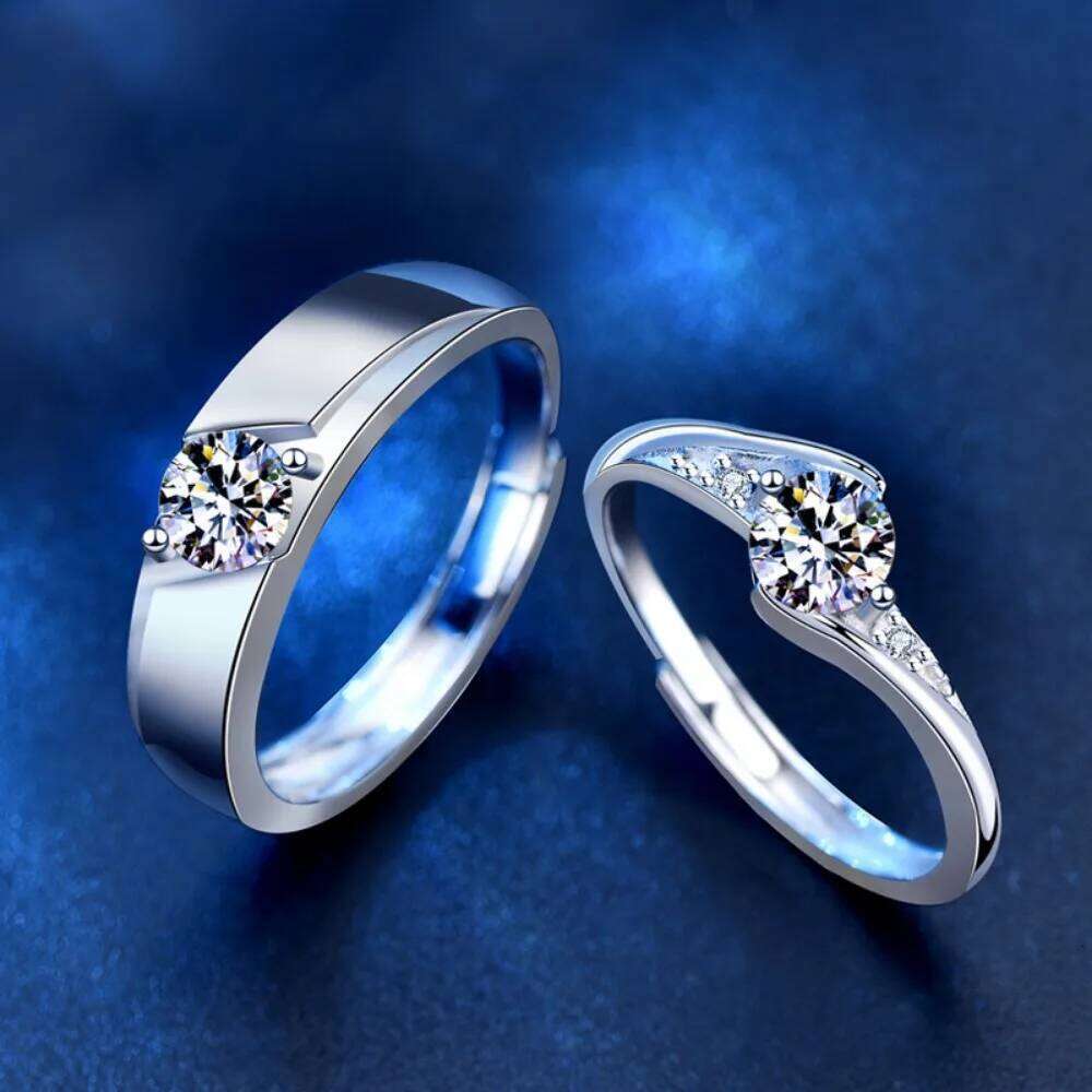 0.5ct D Color Moissanite Couple Rings Men Women Eternity Wedding Band Silver 925 Luxury Jewelry Gifts with Certificate Pass Test XJ260130