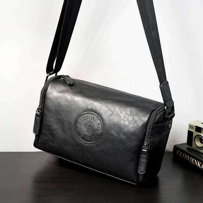 Fashion Plaid Printed Men S Bags Barrel Shaped Crossbody Men Luxury PU Leather Shoulder Messenger Bag Male Bolsas High Quality Luxury Bag