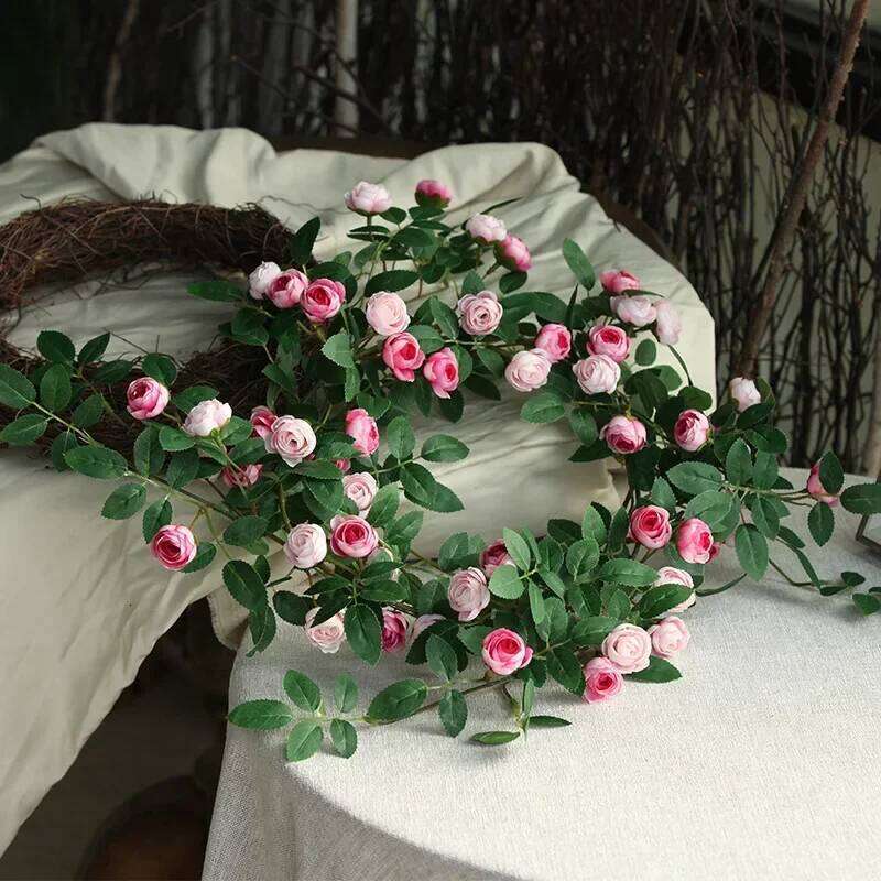 Rose Hanging with Artificial Eucalyptus Wreath, Wedding Arch Decoration, Home Garden Flower Vine W260130