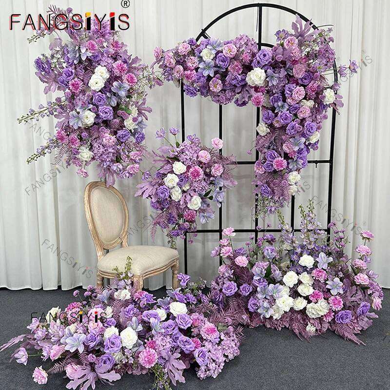 Artificial Purple Lavender Hydrangea Hang Row Romantic Wedding Backdrop Arch Decor Aisle Flower Welcome Floral Party Prop W260130