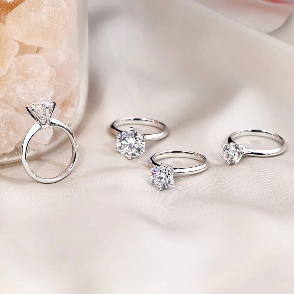 Ready to Ship MSR-058 Classic Design PT950 Solitaire Diamond Ring 1ct Round Shape Lab Grown Diamond Ring