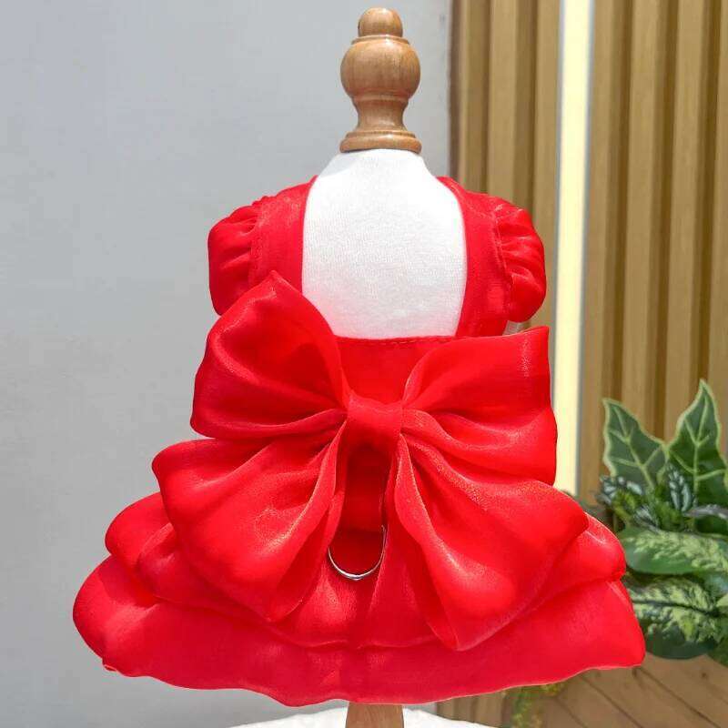 Luxury Girls Weeding Dress 7 Colors Bowtie Princess Dog Pomeranian Puppy Summer Pet Clothes H260129