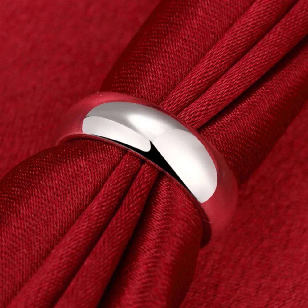 High Quality 925 Sterling Silver Fashion Simple Smooth Round Ring Party Jewelry for Women Size 5 6 7 8 9 10 11 XJ260130