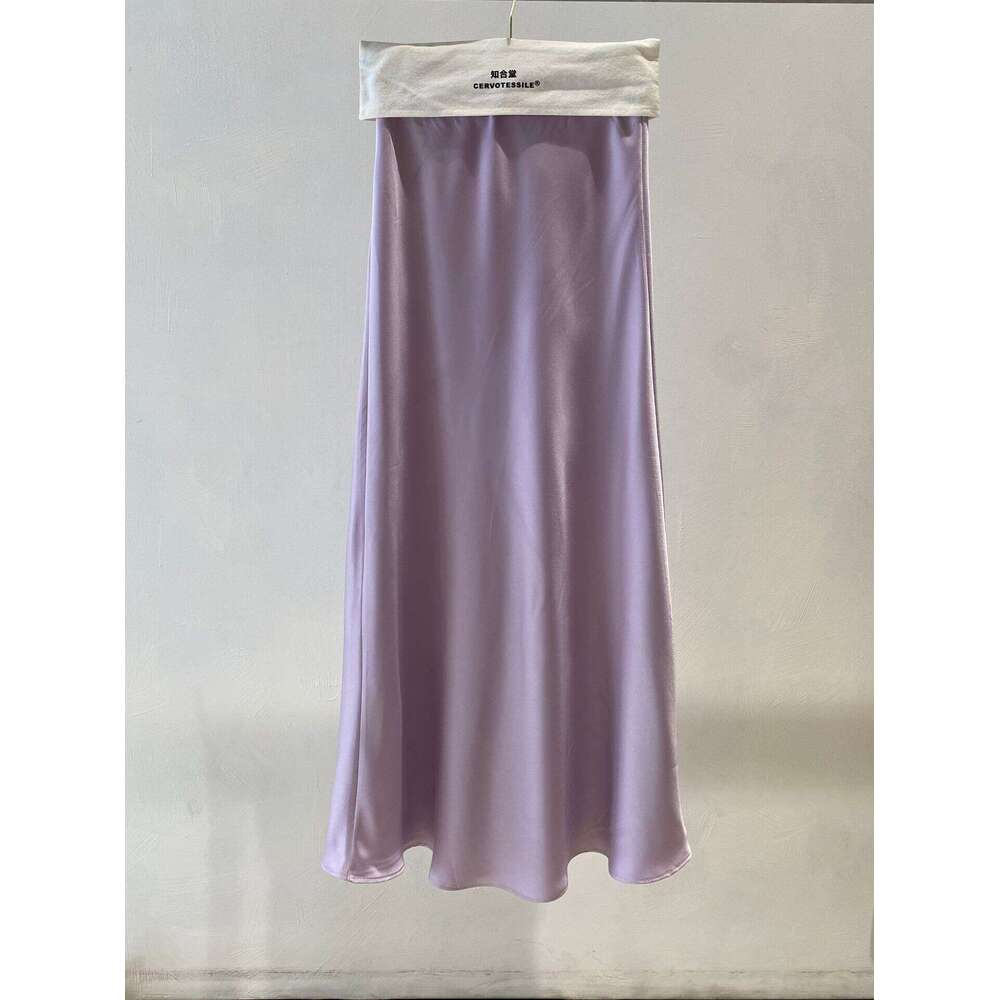 Zhihetang Elegant Acetate Satin Draped Midi For Women, Solid Color High Waist Bodycon Mermaid A-Line Long Skirt LEEGO LENS