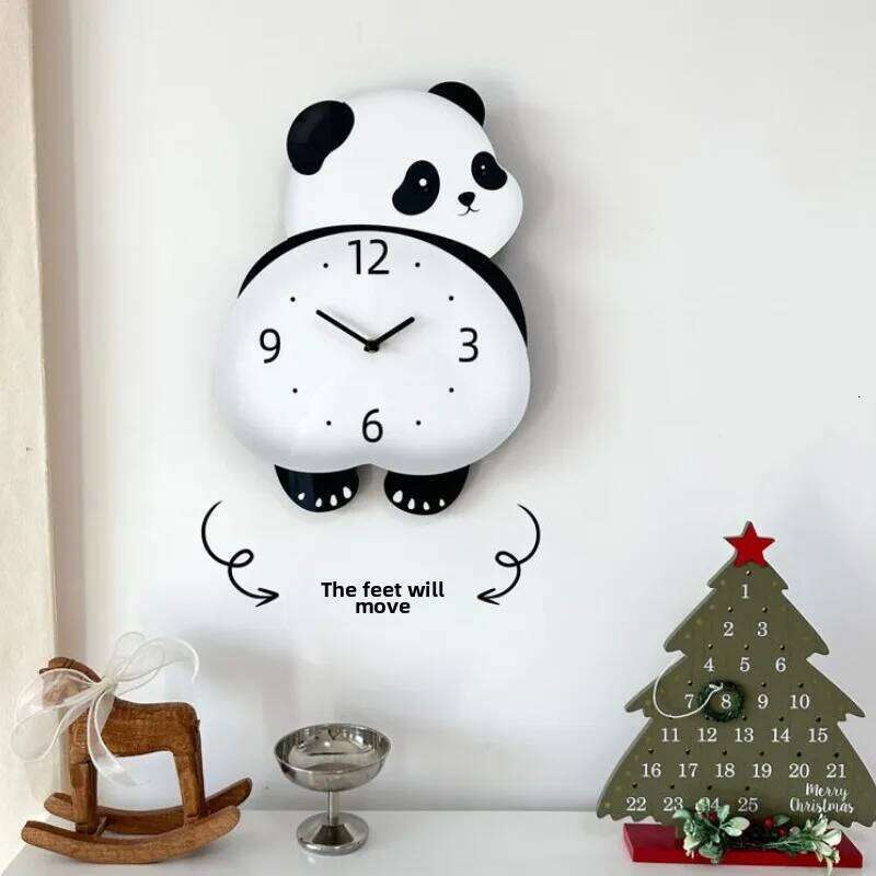 Creative Swing Panda Simple Foot Living Home Silent Dining Room Wall Bedroom Clock W260130
