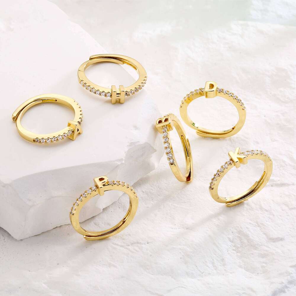HECHENG,Fashion Initials Letter Classic Simple Opening Finger Ring For Women Party Jewelry Gift Wholesale XJ260130