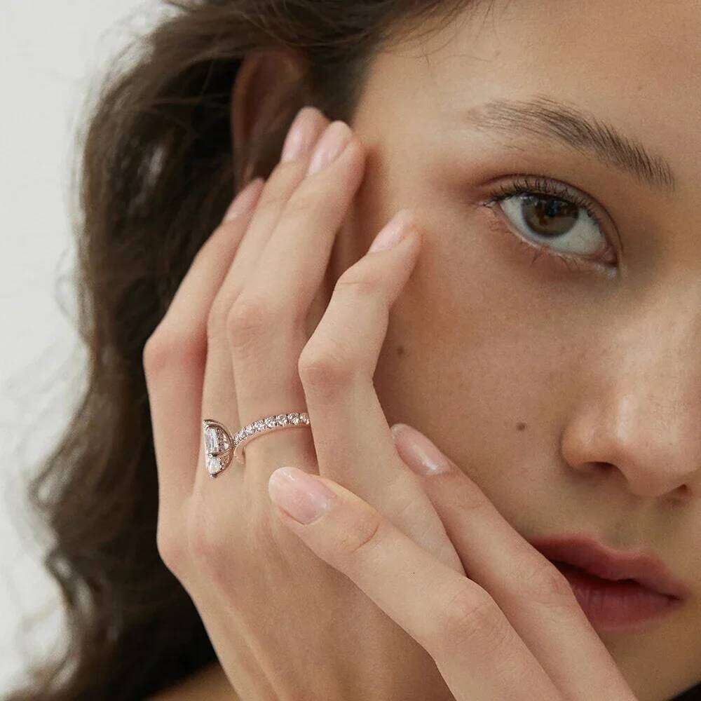 FEOBUR 2CT Marquise Cut Full Moissanite Engagement Rings for Women 925 Sterling Silver Lab Diamond Wedding Ring Jewelry GRA XJ260130