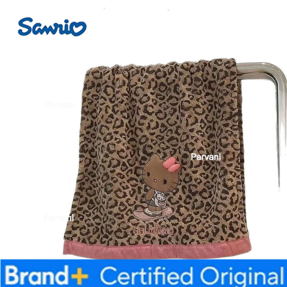Sanrio Cartoon Hellokitty Thick Leopard Print Double-Layered Face Wash Coral Pattern Water Absorbing Drying Quickly Towel H260130