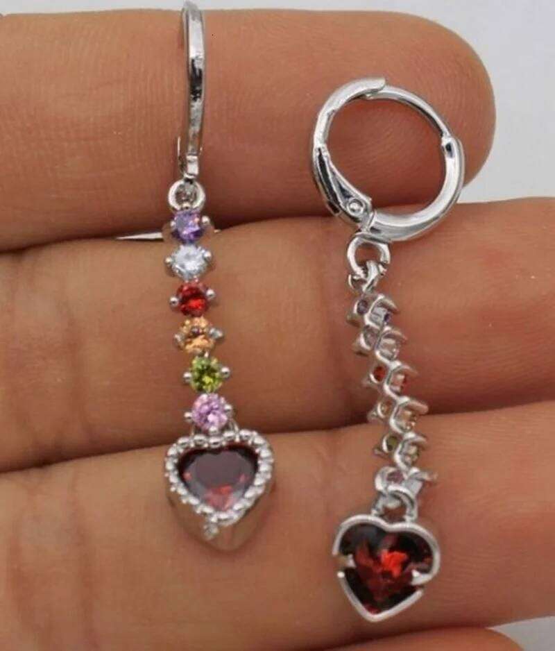 Trendy Dangle Drop Earrings Women Gold Color Chain Earring Rainbow Zircon Jewelry Accessories for Wedding Engagement Gift