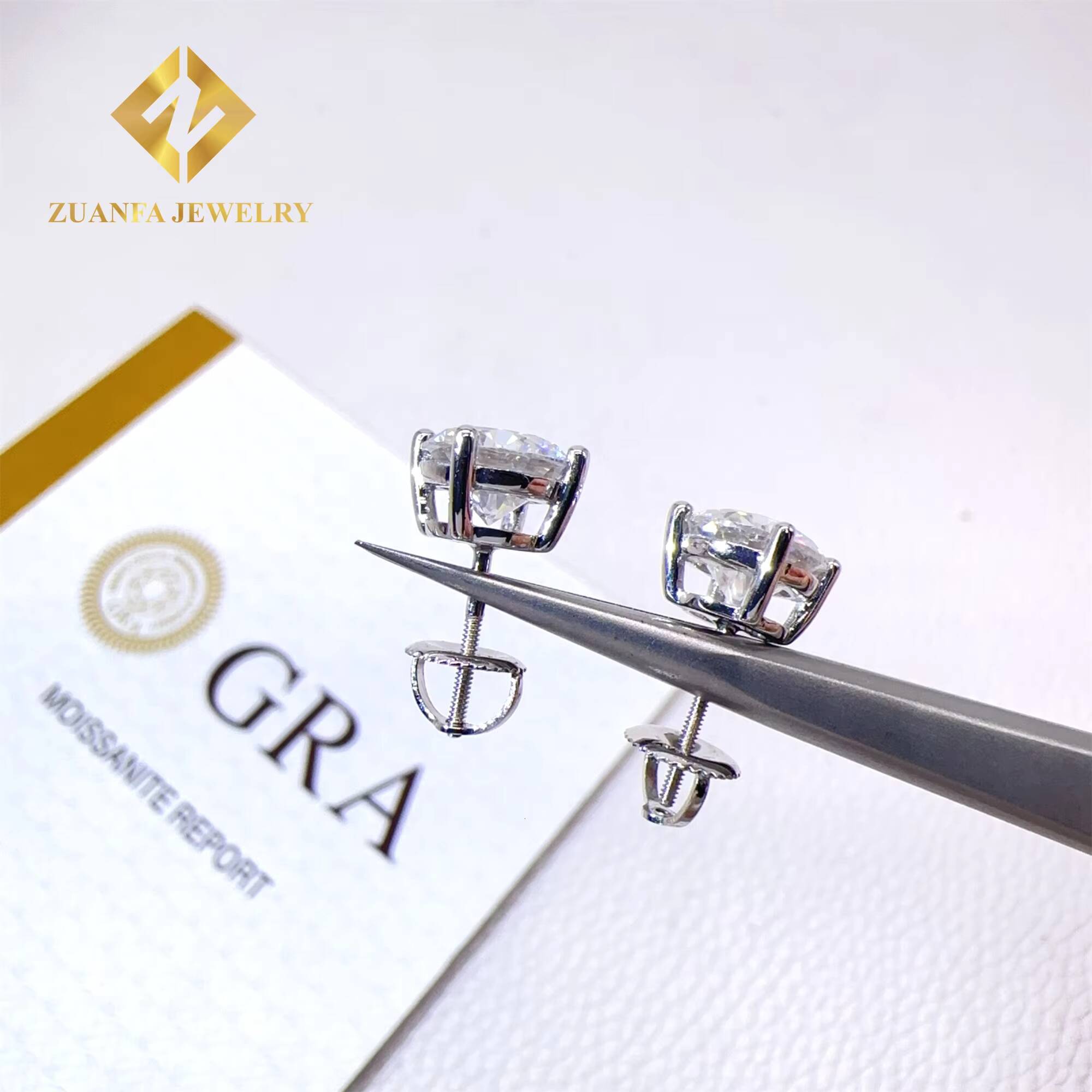 Wholesale Price GRA Certificates 10k Solid Gold Screw Back Iced Out Man 3mm --10mm Round VVS1 Moissanite Hip Hop Stud Earring