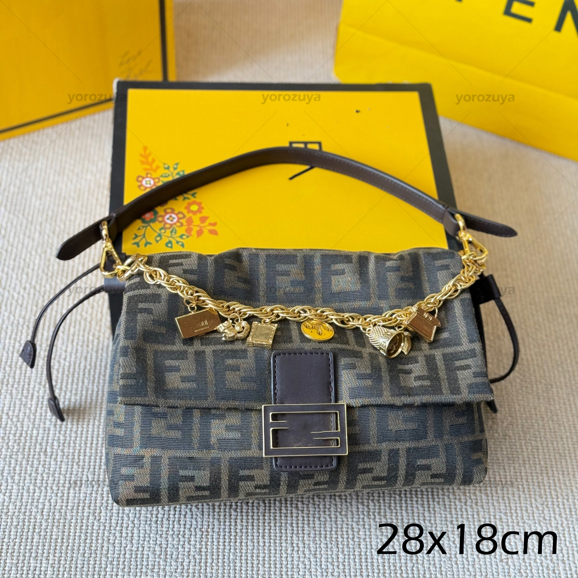 10a luxury designer bag f baguette bag fenDDi bag simply bag shoulder bag tote bag crossbody bag for women leather plaid vintage handbag top quality with chain pendant