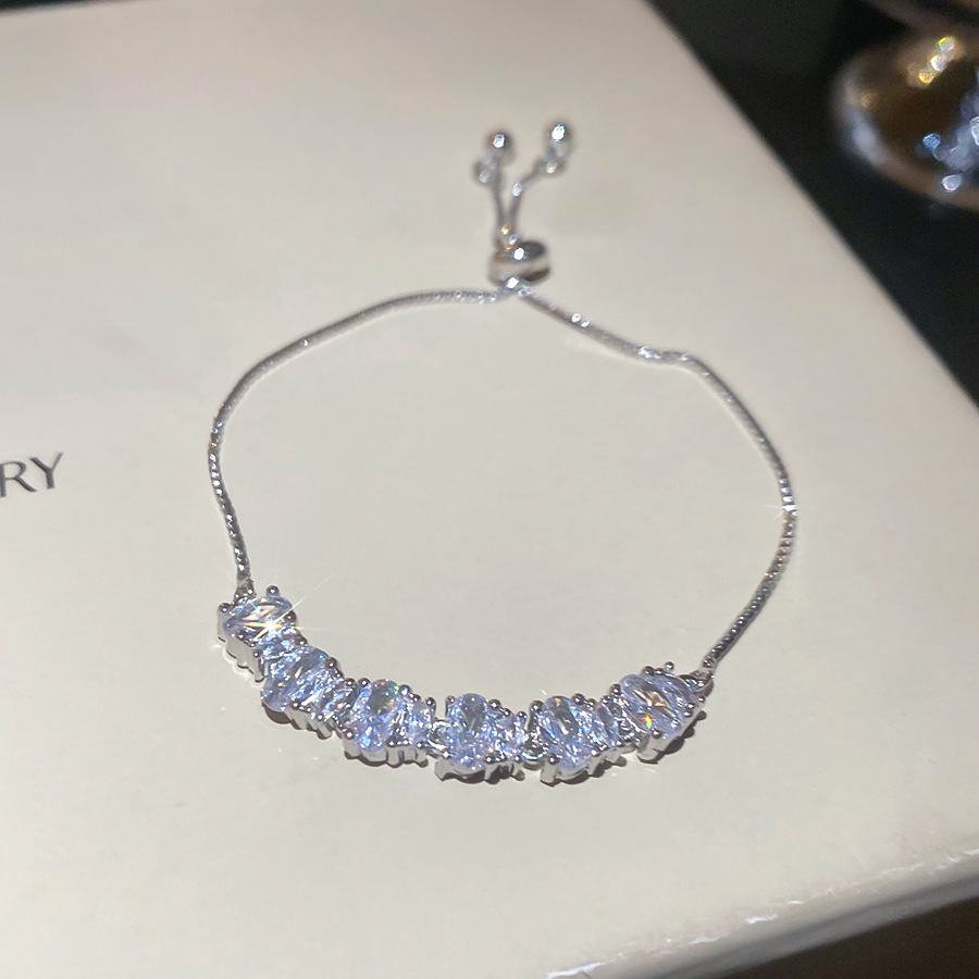 Korean Style Super Shiny Oval Zircon Casual Fashion Simple Elegant Versatile Bracelet Light Luxury High-end Feel Jewelry - view 7