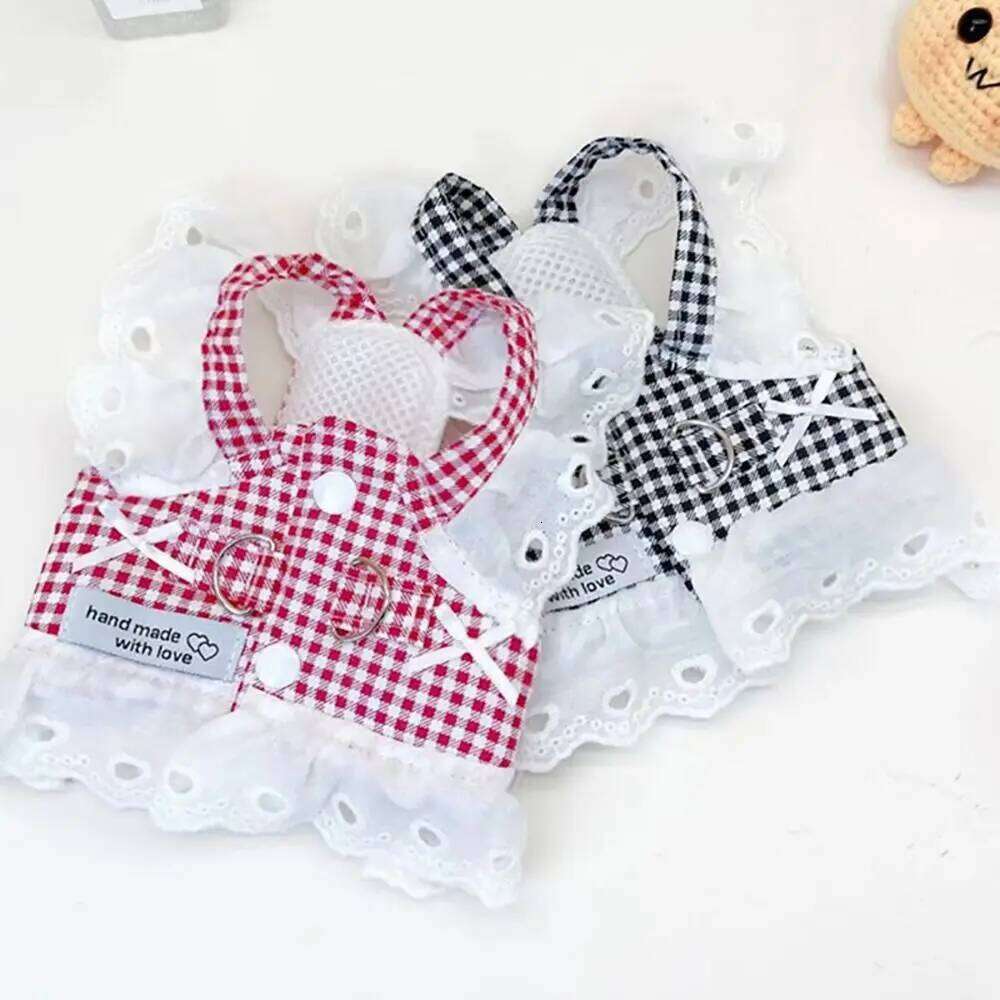 Cotton Pet Suspender Skirt Traction Buckle Breathable Two Leg Dress Clothes Pastoral Style Grid Cat Dog Princess Dresses H260130