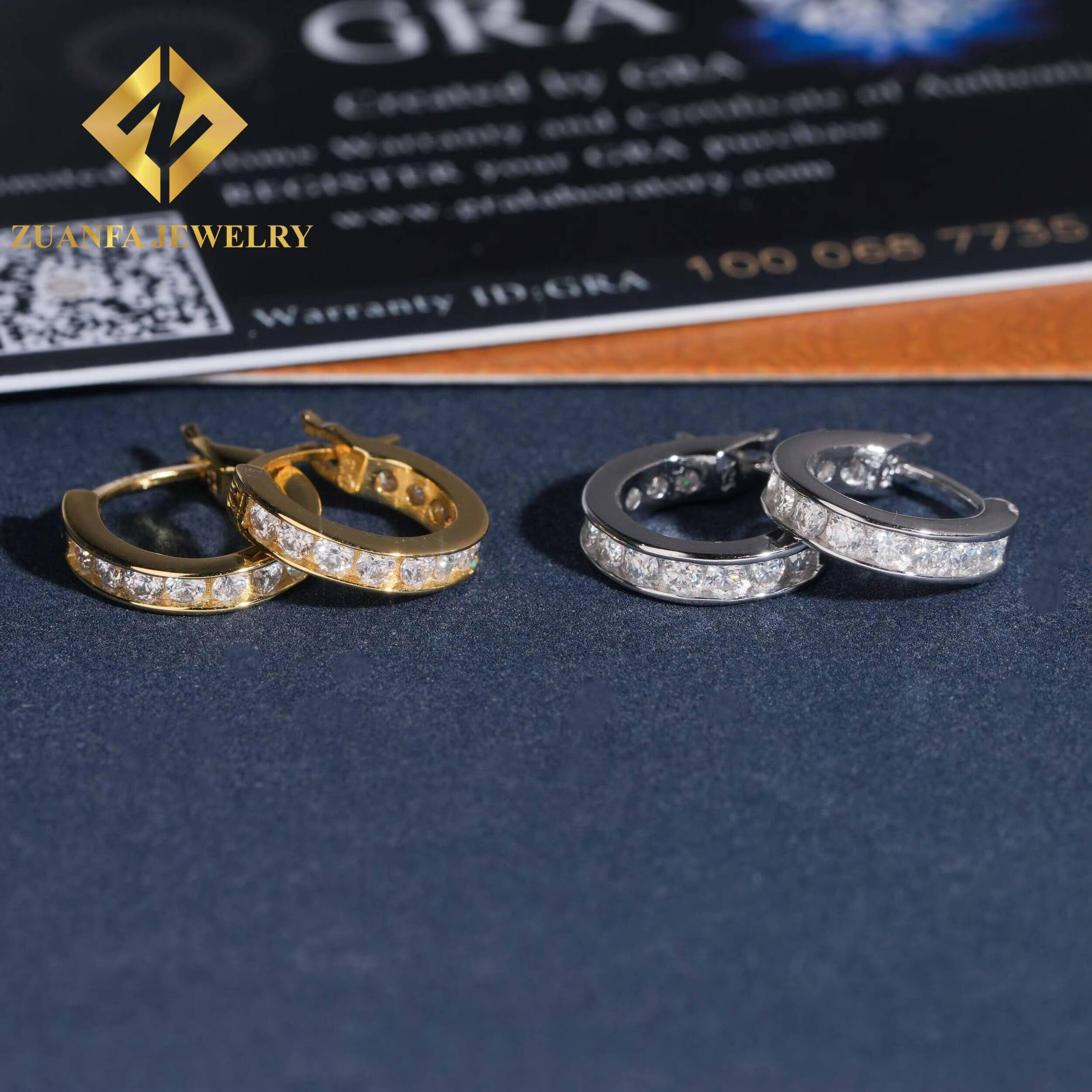 Fashion Hoop Earring 925 Sterling Silver VVS Moissanite Hoop Earring Hip Hop Earring Jewelry for Men Women