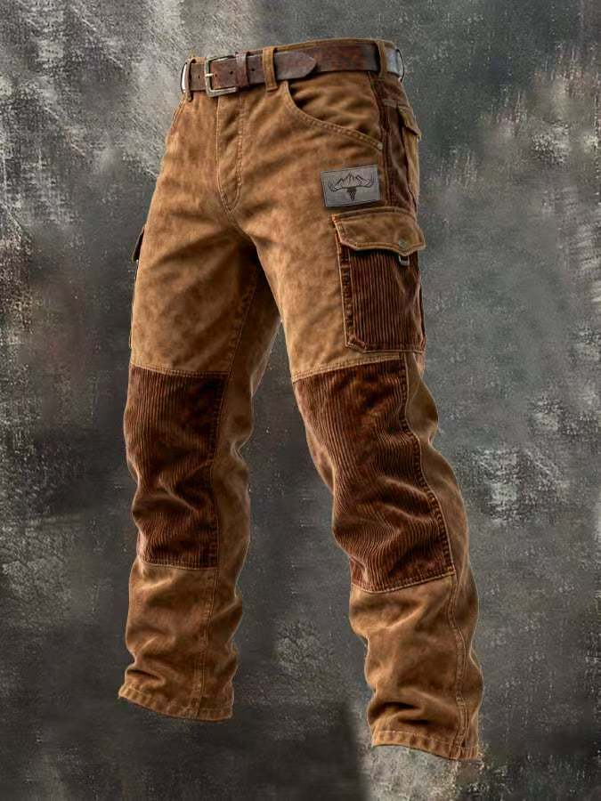 Free Shipping 2026 Retro Punk Printed Jeans, Men's Cargo Pocket Denim Trousers, Distressed Vintage Workwear Style