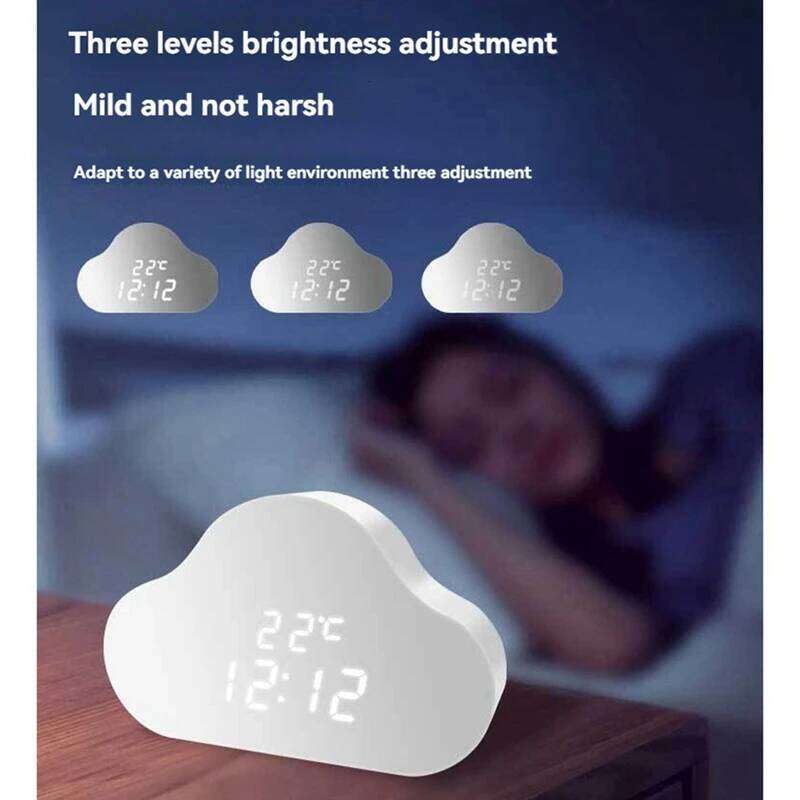 Cloud Bedside Snooze Small Alarm Student Calendar Luminous LED Voice Digital USB Home Clock W260130