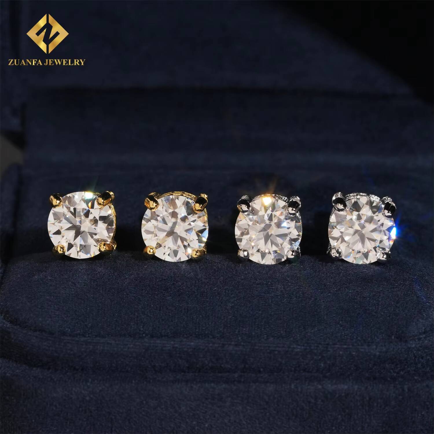 2Ct Round Brillianit Cut Screw Back Hip Hop Earring 925 Sterling Silver VVS Moissanite Iced Out Stud Earrings ReaDY Shipping