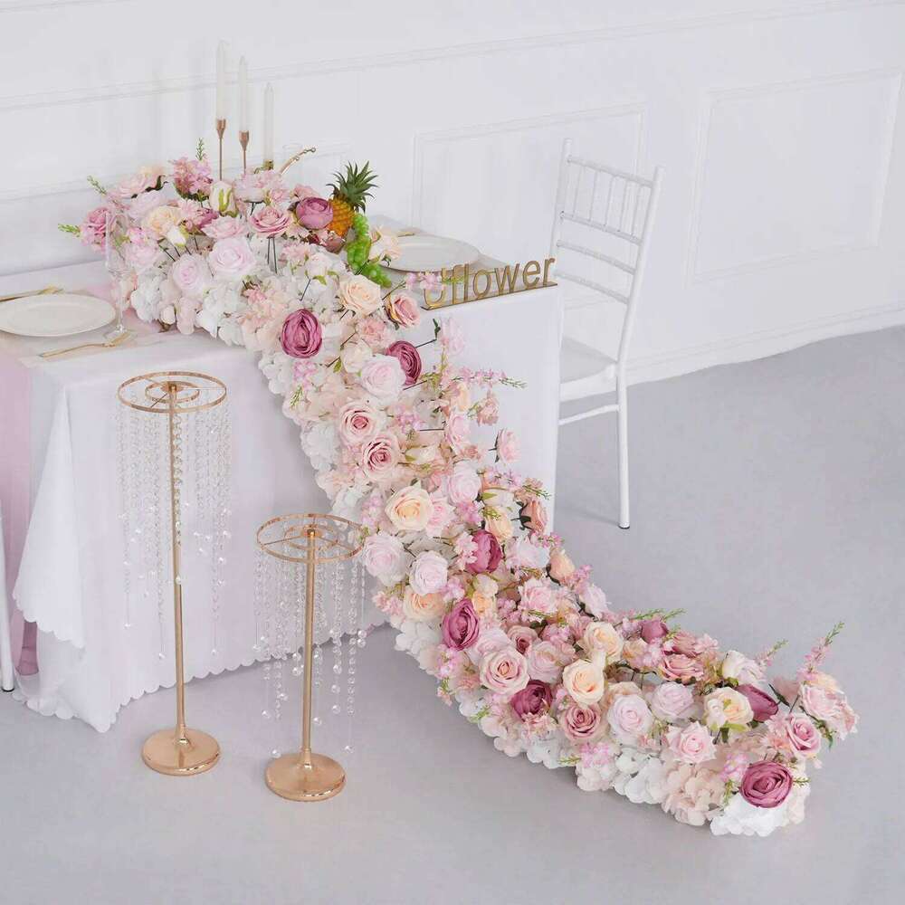 Uflower Luxury Artificial Row Birthday Party Centerpiece Wedding Decoration Flower Backdrop Decor Event Stage Flora W260130