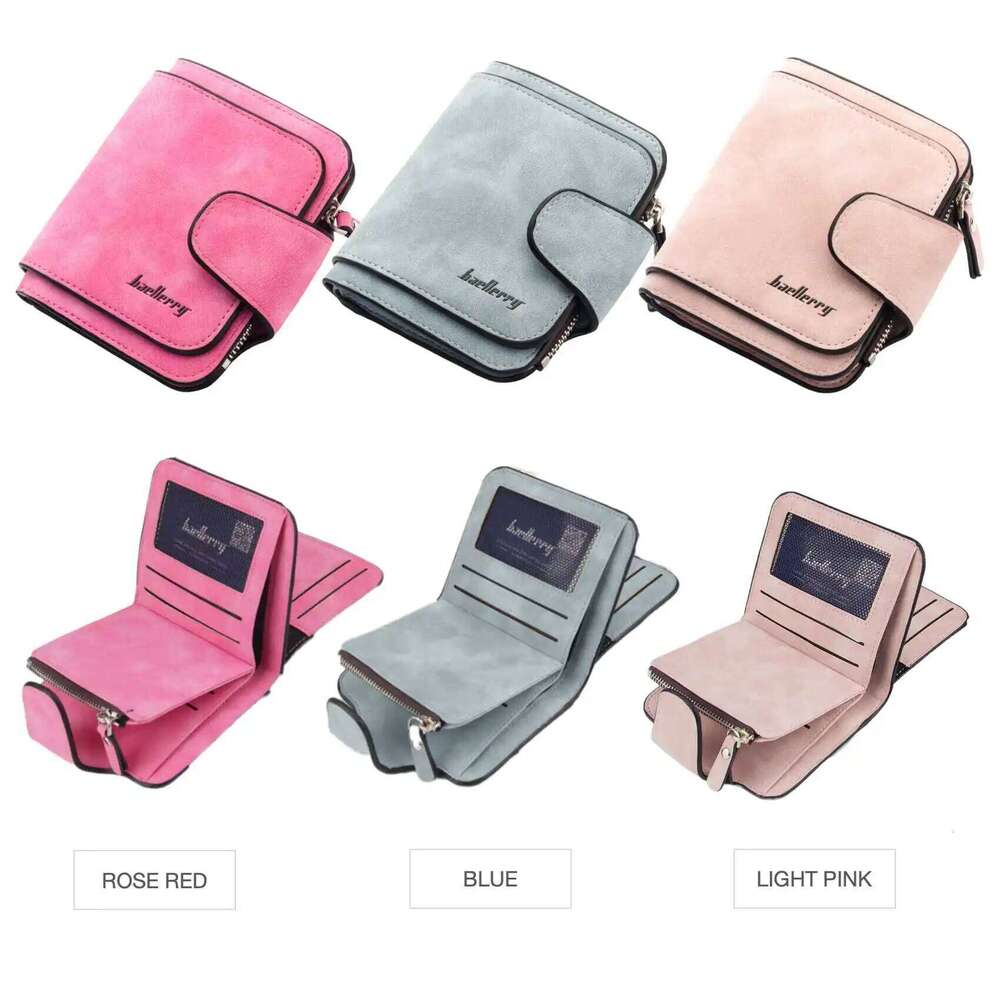 Buckle Abrasive Leather PU Women's Short Wallet Fashion Casual Trifold Multi-Card Holder Coin Purse Z260130