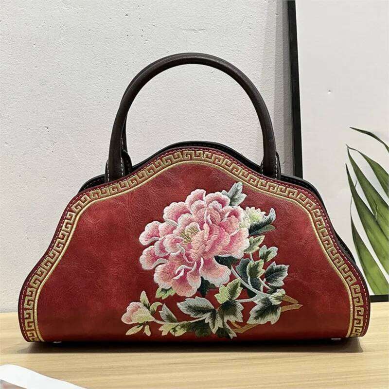 Johnature New Chinese Style Exquisite Embroidered Handbag Retro Women S Leather Bag Versatile Elegant Shoulder Bags KABAHEBINGJUE