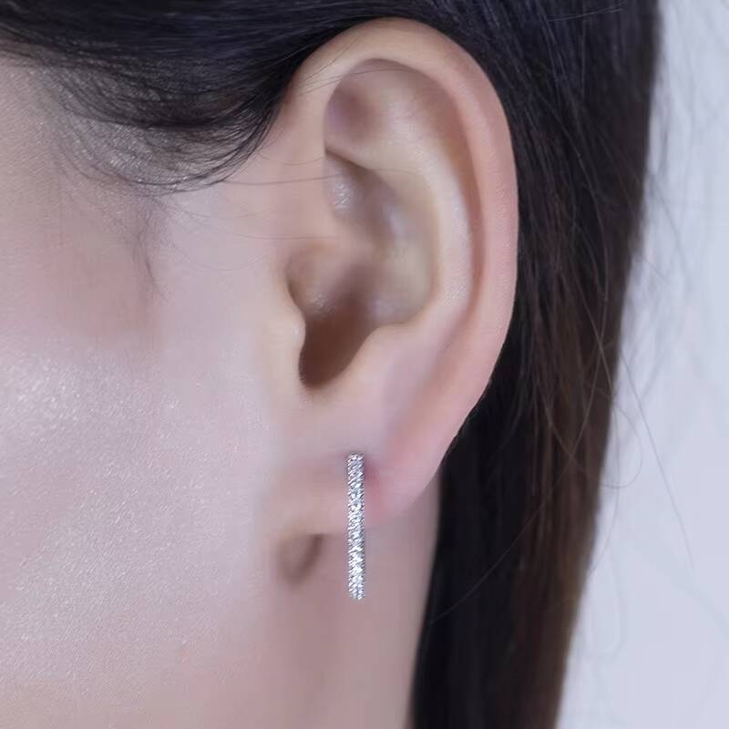 MSE-537 9K/10K/14K/18K White Gold Customized CVD HPHT Lab Diamond Jewelry Earrings