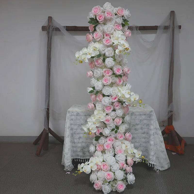 2m runner white red rose arrangement artificial flower row wedding dining table decoration flowers Y260130