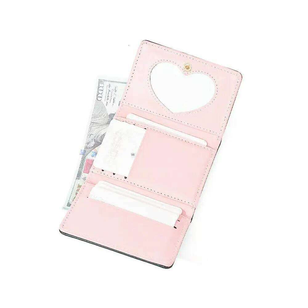Women Short Bear Small Student Triple Fold Girl ID Card Holder Coin Purse Ladies Wallets Cartoon Bag Z260130