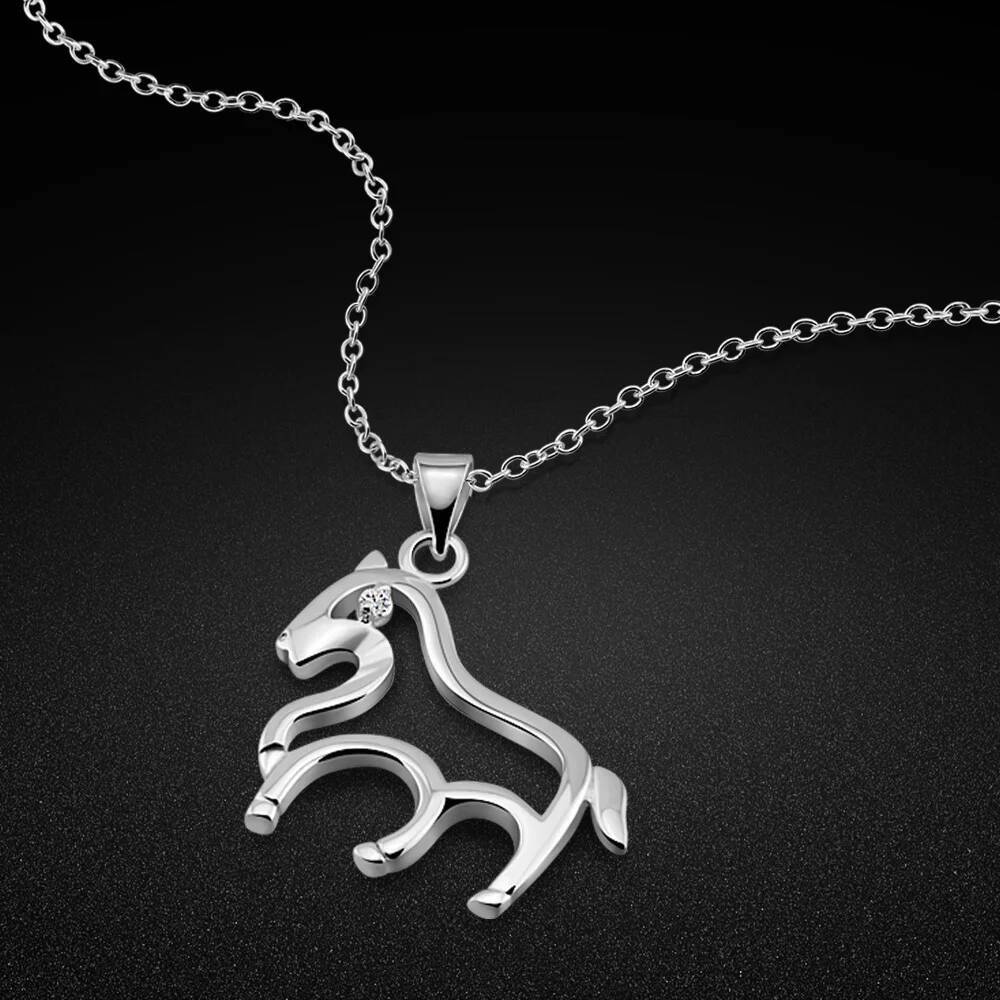 925 Sterling Silver Horse Pendants Necklaces Loving Design Cute Animal Pony Necklace Movie Jewelry Party Accessories Gifts