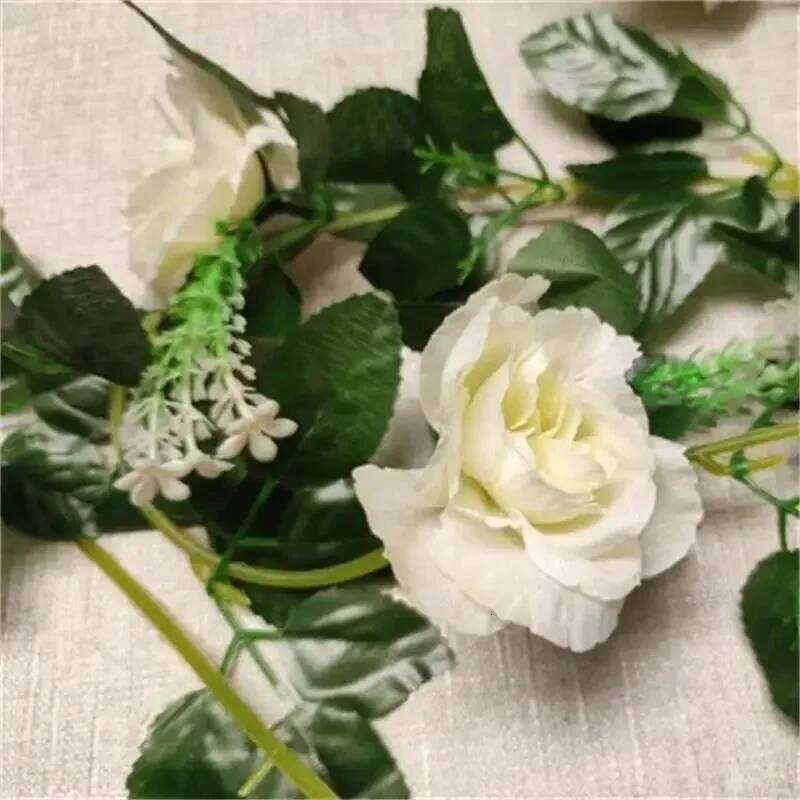 Artificial Rose Vine Hanging Flowers for Wall Christmas Rattan Fake Plants Leaves Garland Romantic Wedding Home Decoration W260130