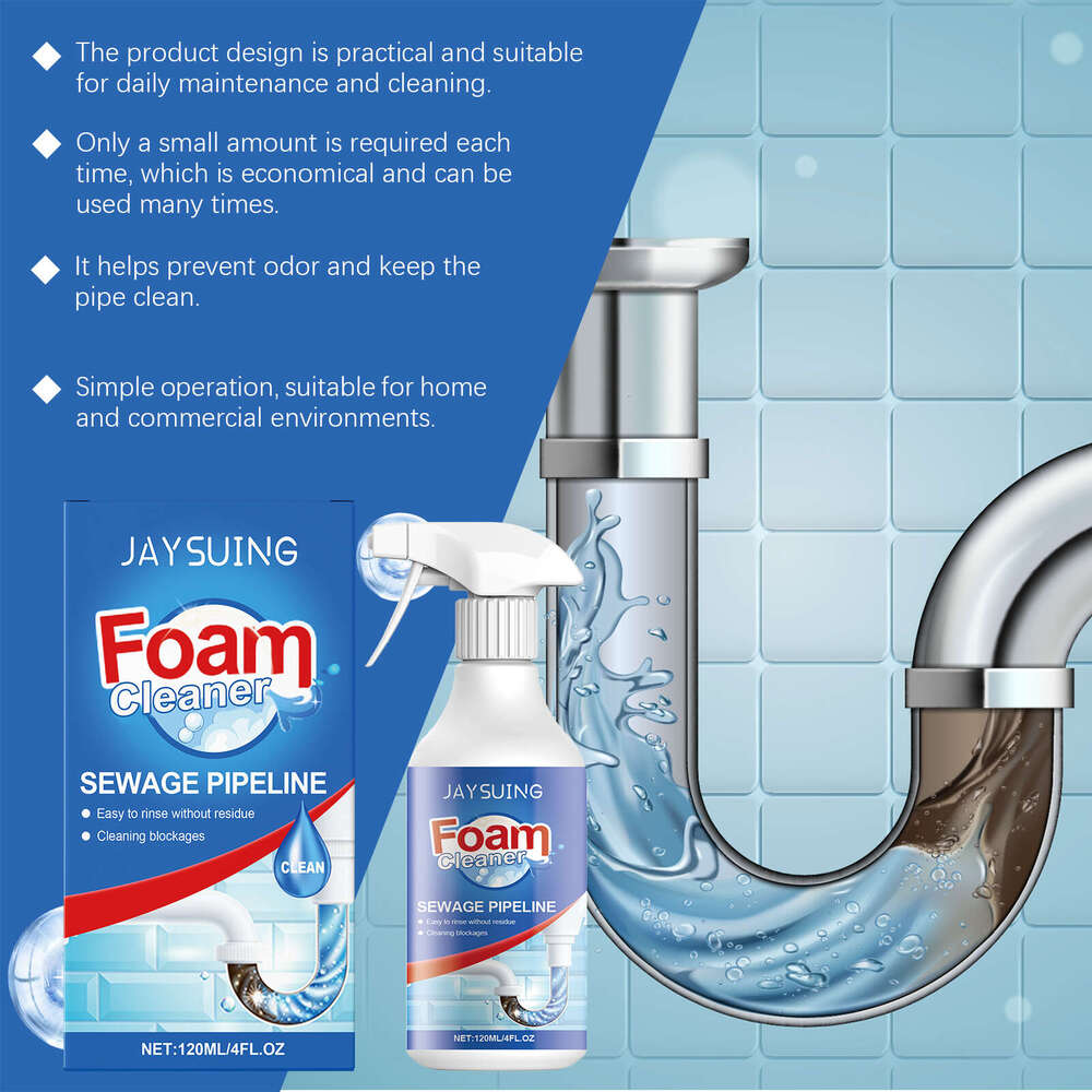 JAYSUING Drain Foam Cleaner Unclogs Dissolves Heavy Grease in Kitchen, Toilet, and Bathroom Drains S260130
