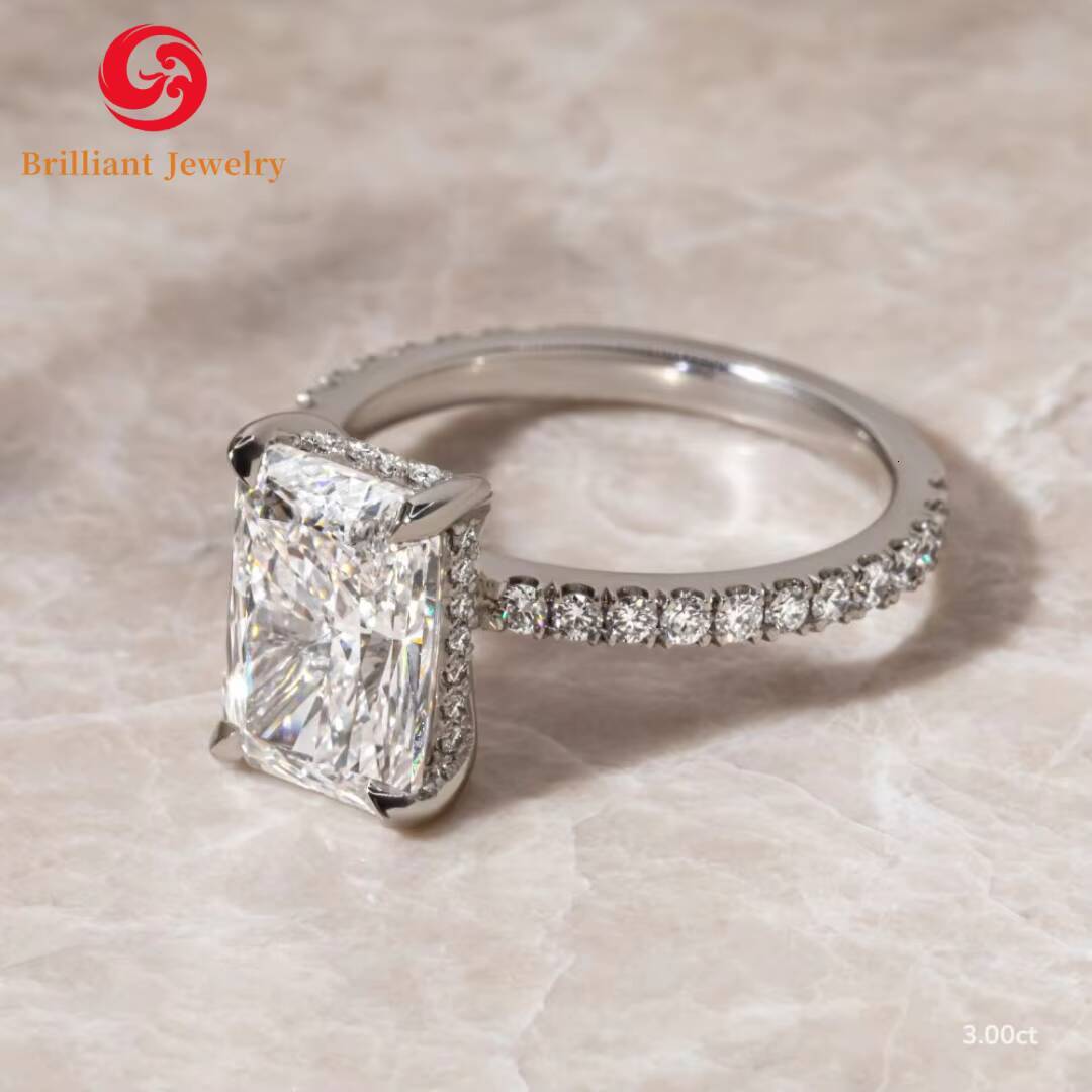 10k 14k 18k Gold Radiant Cut Pave Yellow Gold Engagement Rings 1CT 3CT 5CT GIA IGI Vvs Cvd Lab Grown Created Diamond Ring