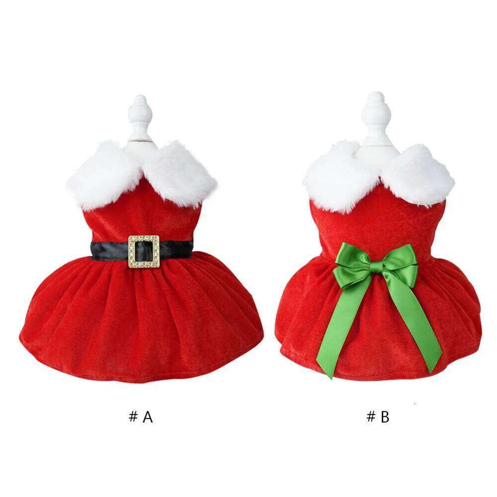 Dog Cute Xmas Puppy Costume Soft Small Pet Red Skirt Suit Comfortable Easy To Clean Christmas Dress Up Supplies H260130