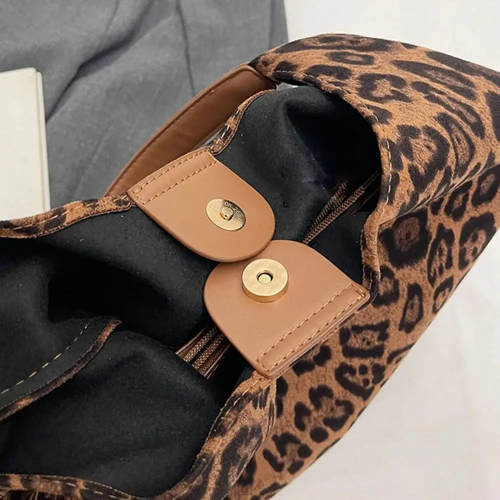 Fashion Leopard Print Shoulder Bags For Women Casual Versatile Tote Bags Soft Faux Suede Fabric Female Trendy Bag 260123