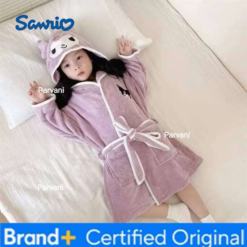 Sanrio Cinnamoroll My Melody Kawaii Girl Nightgown Long Style Child Pajamas Kuromi Cartoon Bathrobe Cute Birthday Gift H260130