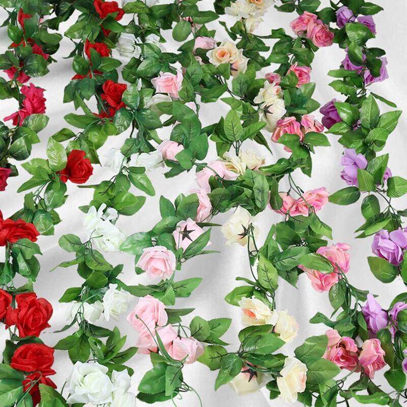 2.4m Rose Artificial Flower Vine For White Pink Home Room Artificials Garland Flowers Wedding Party Decoration Y260130