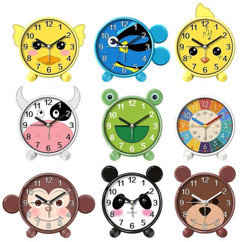 Cute Children's Educational Alarm Clock Bedroom Desktop Early Education Small Animal Round Mute For Boy Girls Home Decoration W260130