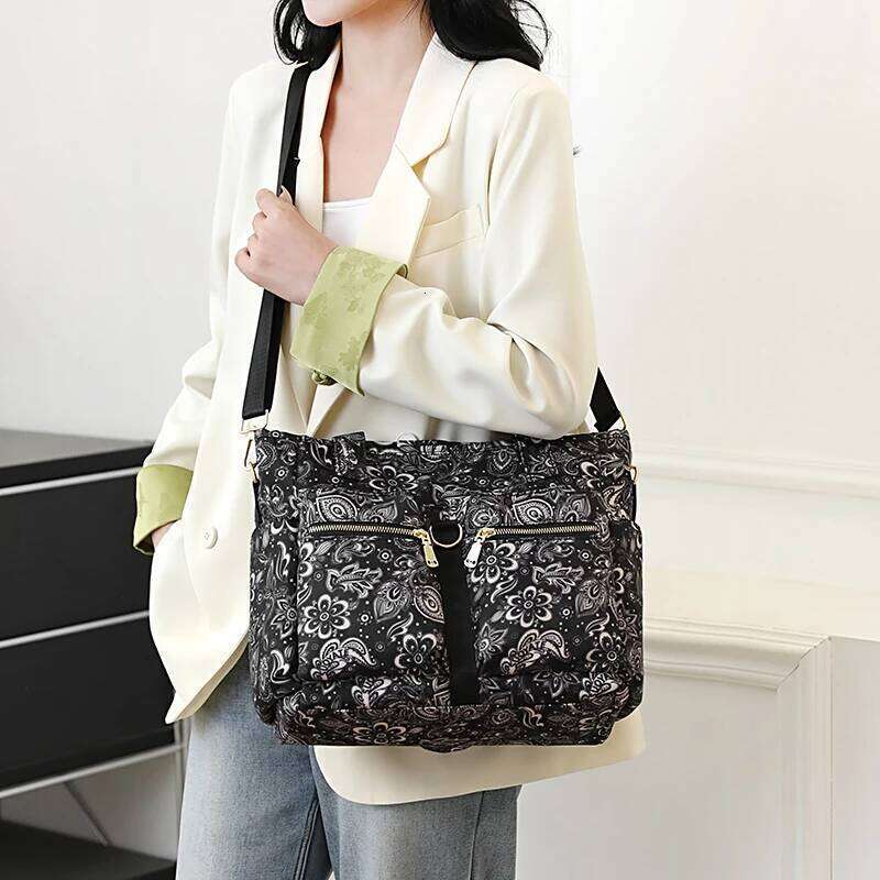 Floral Pattern A4 Book Capacity Women Top-Handle High Quality Fabric Female Shoulder Bag Fashion Girls Casual Tote Handbag