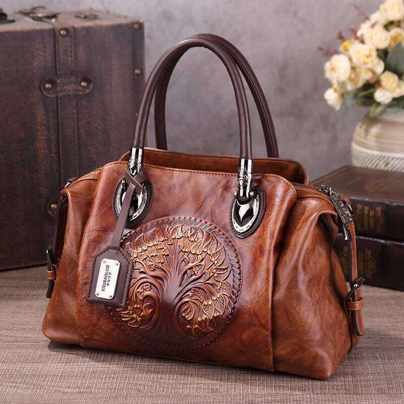 Faux Leather Boston For Woman Classic Hand Bag Ladies Vintage Luxury Designer Bags Women Handbag Brown Red Green Retro KABAHEBINGJUE
