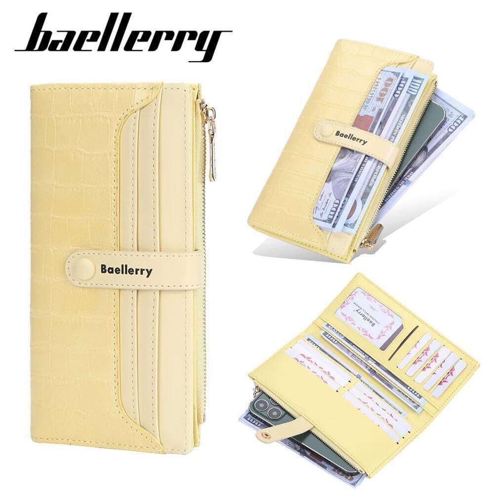 Baellerry Women Long Wallets Stone Stripe Top Quality Card Holder Classic Female Purse Zipper Wallet For Girl Z260130