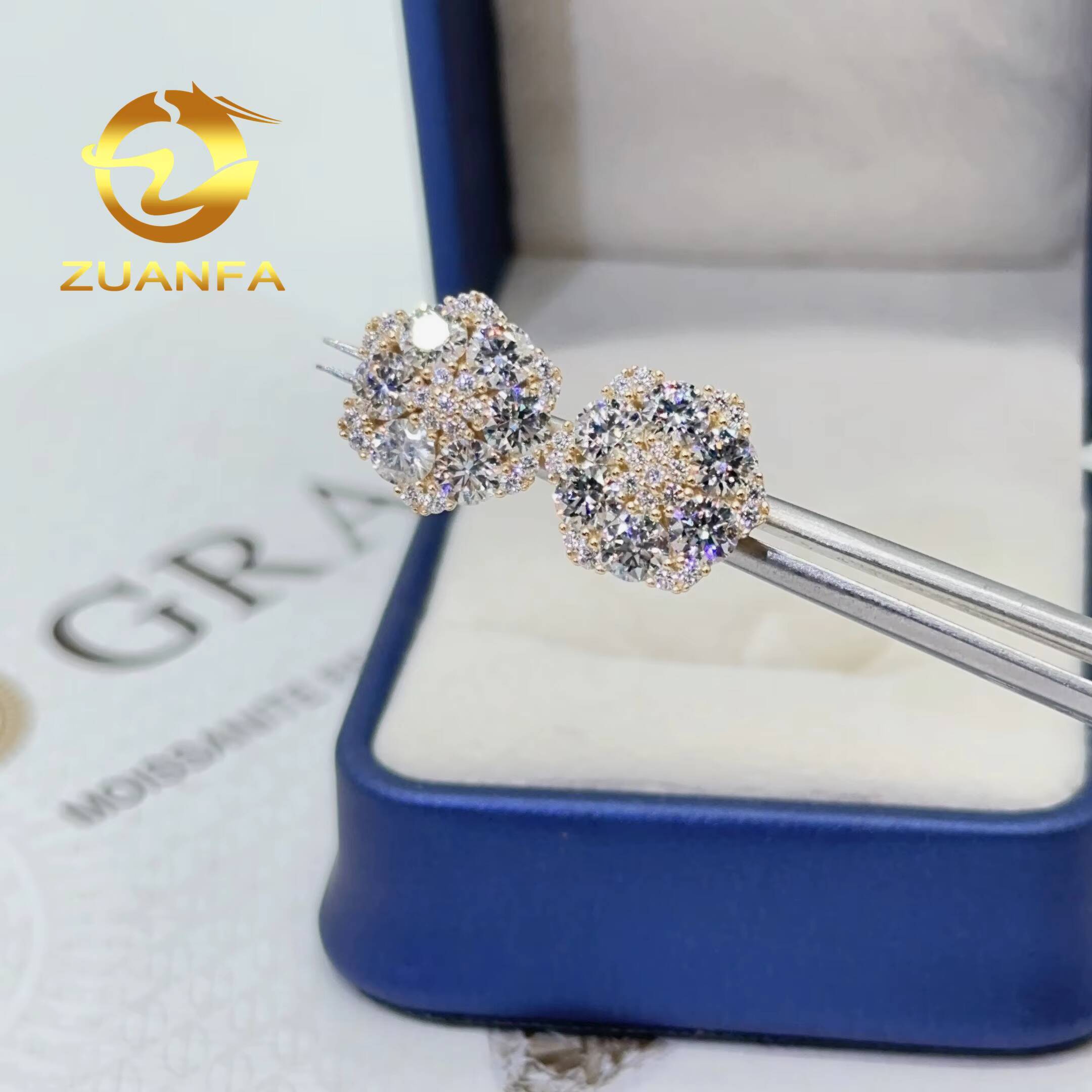 Shining Earrings for Women Pass Diamond test Snow Flake Design Moissanite Earrings Iced Out Moissanite Earrings